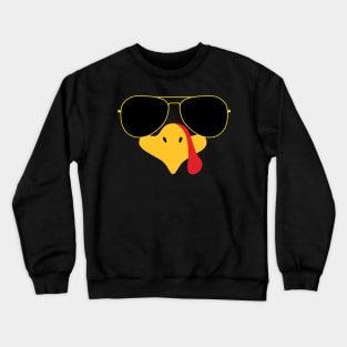 Cool Turkey Face With Sunglasses Funny Thanksgiving for Men Crewneck Sweatshirt